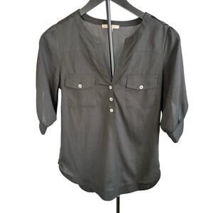 41 hawthorn women black 3/4 sleeve v neck blouse. Size XS.  workwear, date night